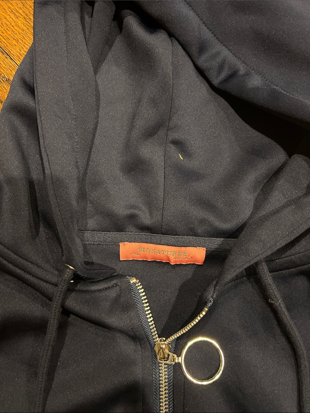 Signature8 Navy Zip Hoodie with Rainbow Sleeve Stripes - Picture 2 of 3